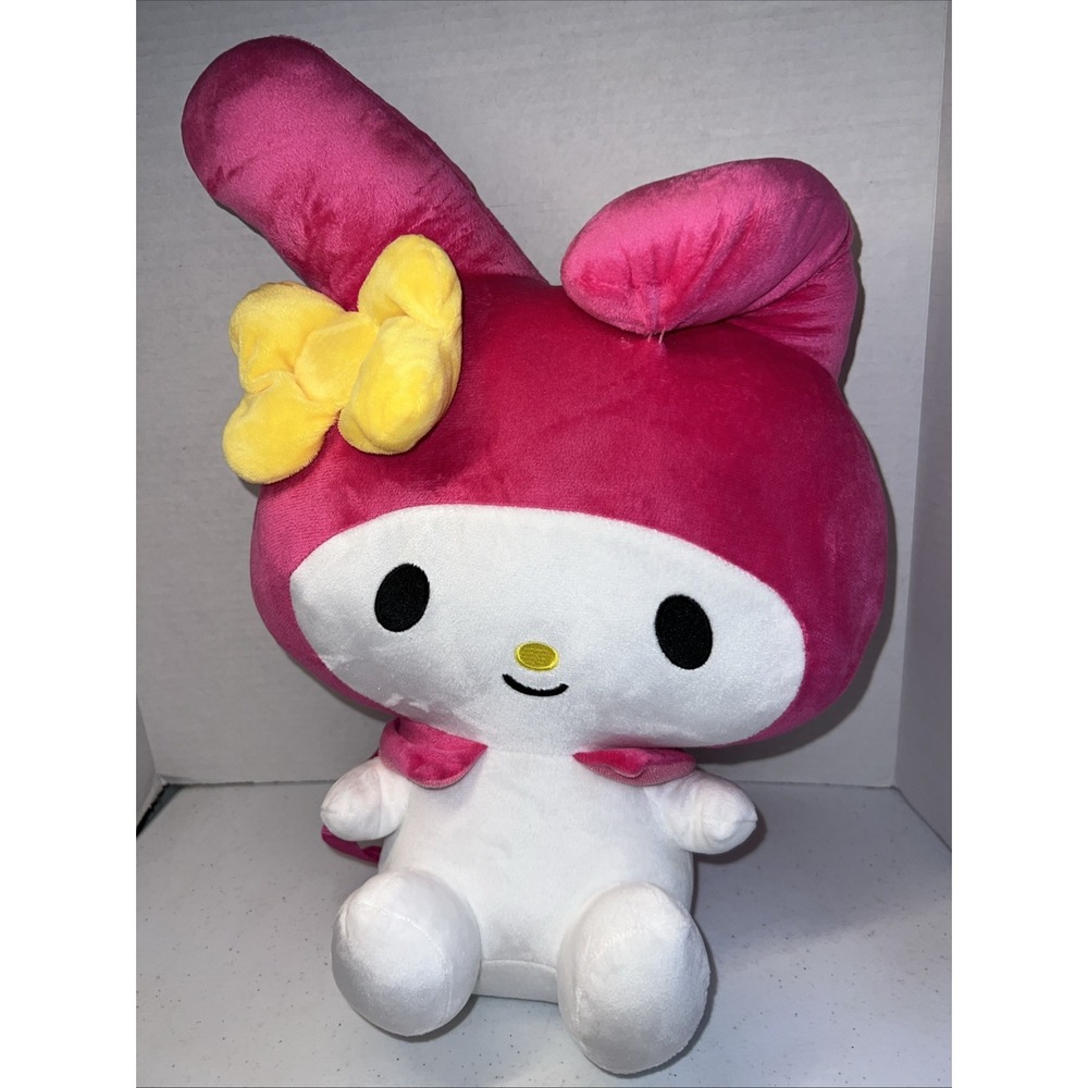 Sanrio MY MELODY Plush Backpack Hello Kitty & Friends Pink Yellow Bow 16" Large